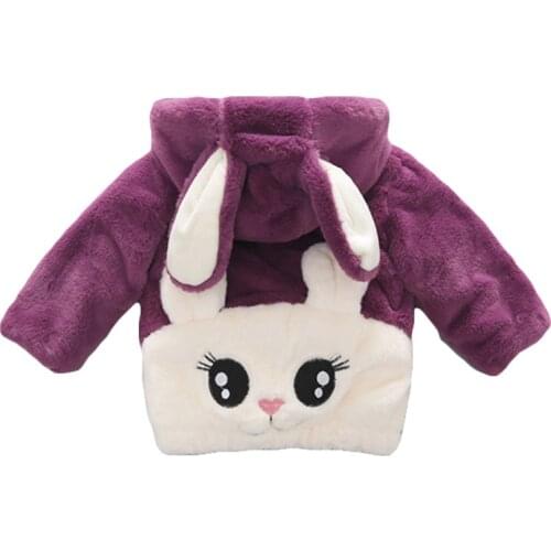 Kids Girls Outerwear Rabbit ears Hooded Jackets 2021 Winter Warm Thick Girls Coats Children Faux fur Clothes Autumn Girls Jacket