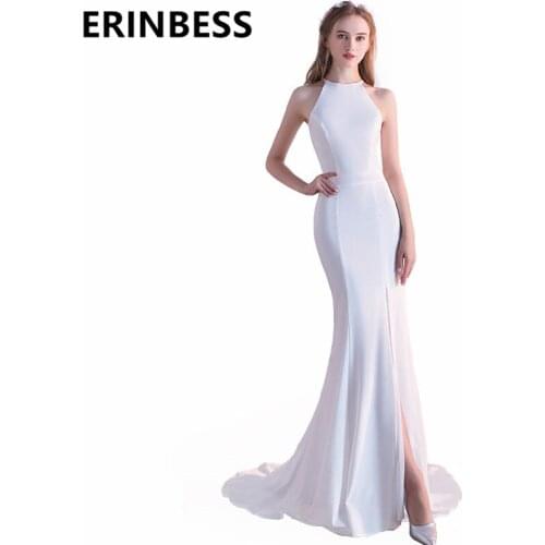 Vestido De Festa Sexy Halter Neck Black Mermaid Evening Dresses Long Floor Length Chiffon Party Gowns High Slit Prom Gowns