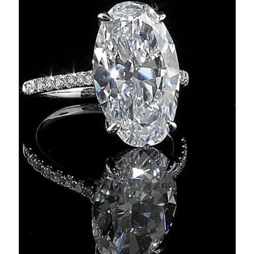 High Quality Fashion Luxury 4ct Oval Stone Wedding Rings Exquisite 100% Original 925 Silver Diamond Rings For Women Jewelry