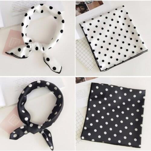 Fashion Polka Dot Dot Print Women Square Scarf Neck Scarves Skinny Foulard Handkerchief Brand Women Bandana Wraps Elegant Scarf