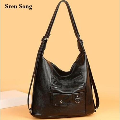 Female Backpack Shoulder Bag For Women PU Leather Backpacks Travel Bags Vintage 2021 New Fashion Large Capacity Solid Bags