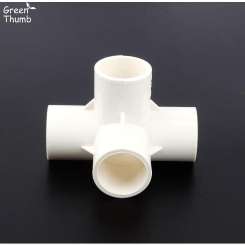 1pc 25mm PVC Three-Dimensional Cross White Plastic PVC Cross Connector/Fitting/Adapter Green Thumb 4-Way PVC