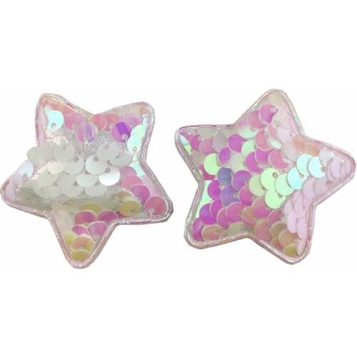 100 pcs /lot , 4cm sequin star with ribbon clip hot sale fashion DIY accessories 6colors