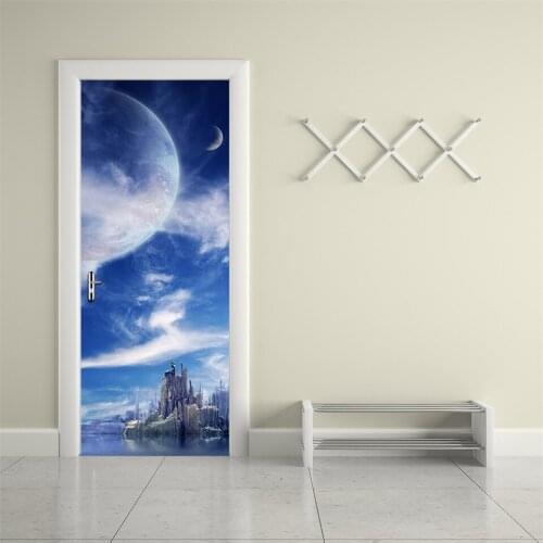 3D Imitation Fantasy Planet Door Stickers For Bedroom Living Room Renew PVC Mural Paper Waterproof Self Adhesive Wallpaper