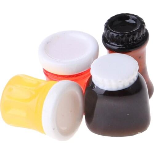 4pcs Miniature Fruit Jam Bottles Model For 1/12 Dolls House Accessory Decor