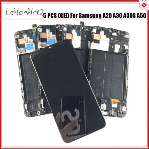 5 Piece Lot LCD For samsung galaxy A50 A505 LCD A30S A307 Display Touch screen Assembly For Samsung A20 A205 A30 A305 Frame LCD
