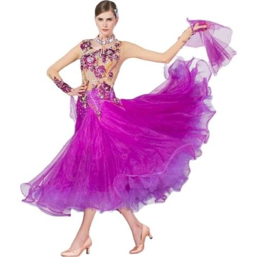 B-16470 Standard Ballroom Dance Competition Dresses Rhinestone Costumes For Women Waltz Dresses Modern Dance Costume