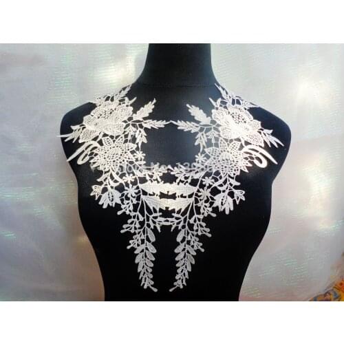 Free shipping patches sew on Ivory cotton lace applique 36*14cm for dress veil Manual DIY accessories