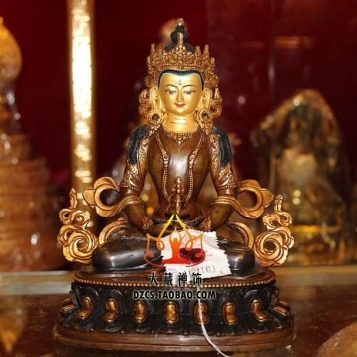 Buddhist supplies Authentic bronze and gold pure copper tantric Buddha Nepal amitayus Amitayus 7"