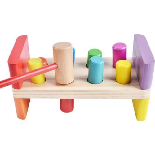 Wood Separator Toy Colorful Beat Piling Toy Cylinder Table Game Intelligence Development Beat Toy