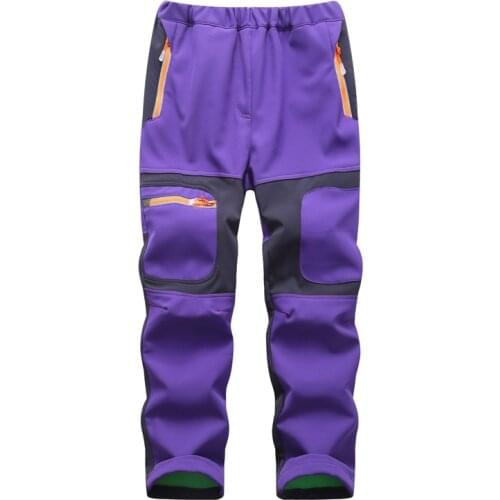 Fonoun Boys Grils Hiking Pants Fleece Thicken Warm Keep Waterproof Winter Windproof Breathable Scratch Resistant FN056