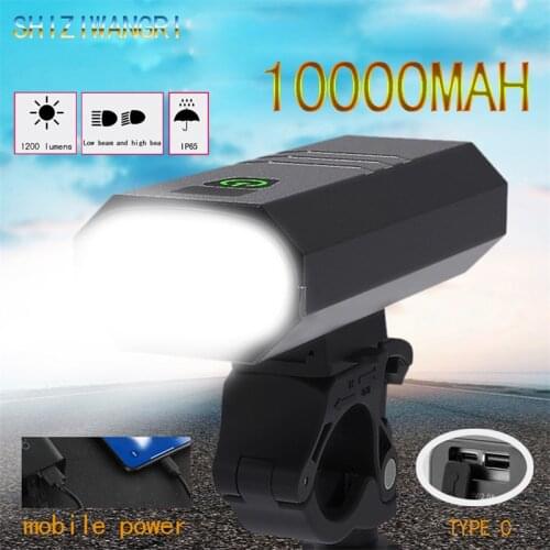 10000mAh Bike Light USB Rechargeable 1200 Lumens Bike Headlight 6T6 LED Super Bright Flashlight Front Lights and Back Rear light