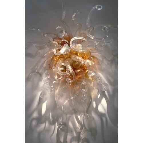 Griban Brand Clear Amber Hand Blown Glass Wall Sconce LED Crystal Flush Mounted Wall Light