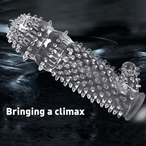 Crystal Penis Pump Sleeve Condoms Cock Rings for Men Time Delay Rings Male Penis Extension Adult Reusable Silicone Sex Toys