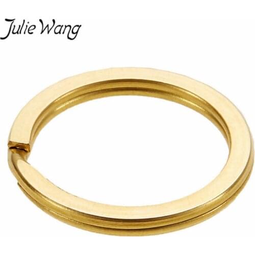 Julie Wang 10PCS 25/30mm Copper Round Key Ring Keychain Split Ring Keychains Key Chains Jewelry Making Accessory