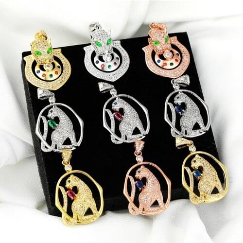 Juya Handmade Luxury Lion Tiger Panther Animal Charms For DIY Fashion Pendant Collar Jewelry Making Supplies