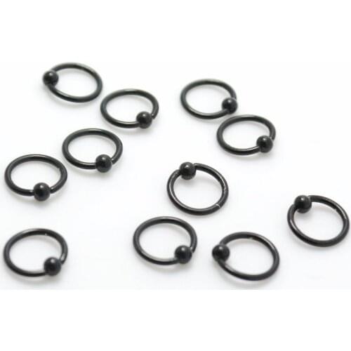 Black color captive beaded ring septum ring body piercing jewelry wholesale lot fashion lip rings 3mm balls