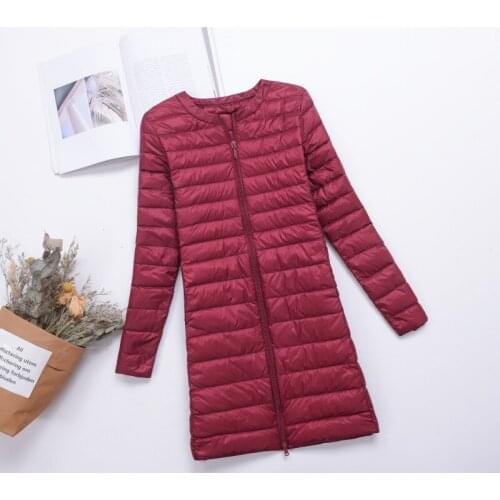 2020 White Duck Down Jacket Women Winter Ultra Light Warm Soft Solid Color Long Down Coat Female Zipper Plus Size Slim Parkas