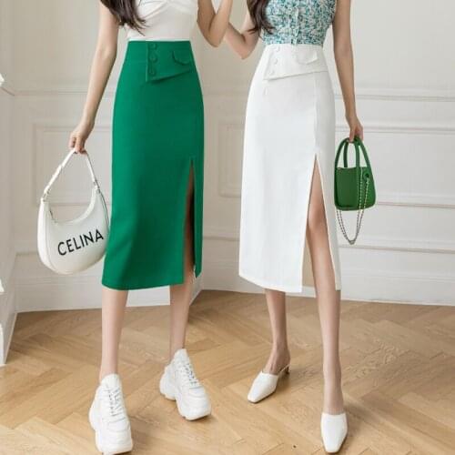 Summer New A-line High Waist Slim Skirt Spudnice Damskie Korean Saia Midi High Waist Falda Plisada Faldas Mujer Moda 2021