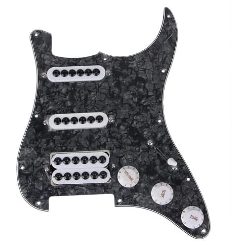 11.22 x 8.86'' 3-ply PVC Metal Guitar SSS Loaded Pickguard Black Pearl Color