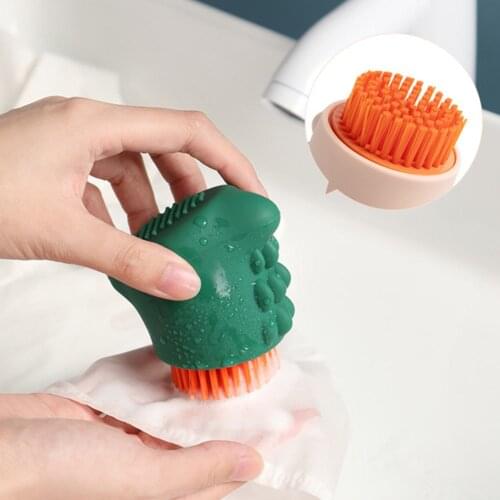 Multifunctional Dinosaur Shape Soft Hair Clothes Cleaning Tool Bathroom Laundry Brush Washing Shoe Three Sided Household