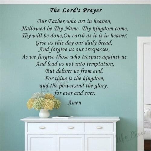 The Lords Prayer Quote Wall Sticker Belief Pattern Amen Saying Wall Vinyl Decals Bible Scripture Calligraphy Removable Murals