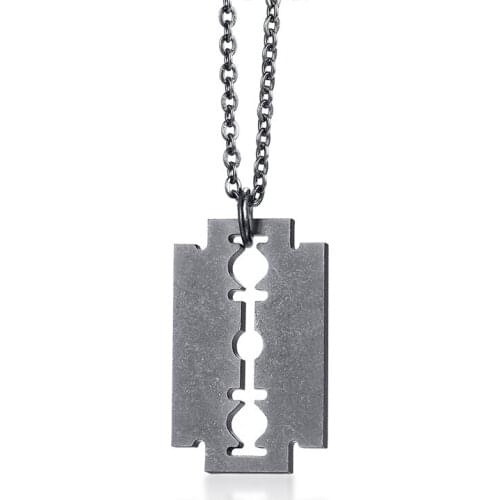 Punk Mens Stainless Steel Retro Grey Blade Pendant New Products Wholesale Jewelry N00705