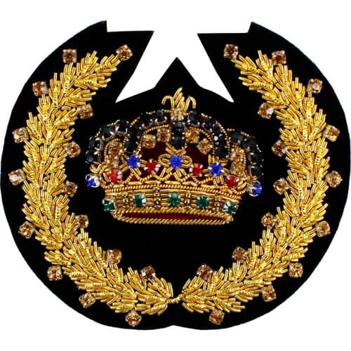 5pieces Vintage Royal Crown Patch Indian Silk Applique Emboridery Diamond Badge High Quality Clothes Decorated Sewing TH1294