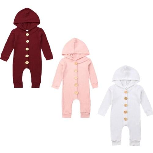 New Toddler Baby Girl Boy Kids Knitted Cotton Hooded Romper Jumpsuit Autumn Clothes Tops