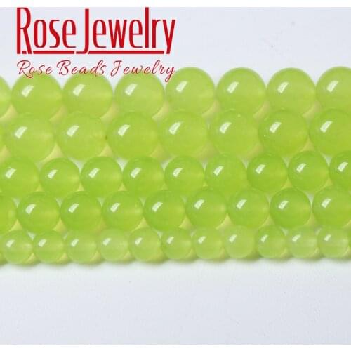 Natural Grape Green Jades Chalcedony Round Loose Beads Stone Beads For Jewelry Making DIY Bracelet Necklace 4 6 8 10 12 14mm 15"