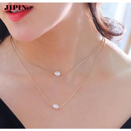 Cute/Romanti Natural Freshwater Pearl Card Neck Chain Clavicle Fashion Ladies Multi-layer Necklace 2021 New Jewelry Wedding Gift
