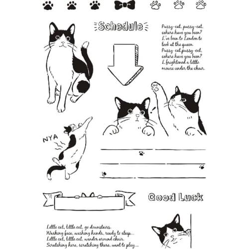 Clear stamps fun cat stamps planner schedule scrapbooking stamps diy cardmaking supplies
