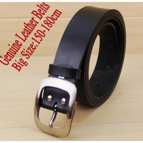140-180cm Cowhide High Quality pin Buckle Leather Strap for lard-bucket black Men Genuine Leather Belt