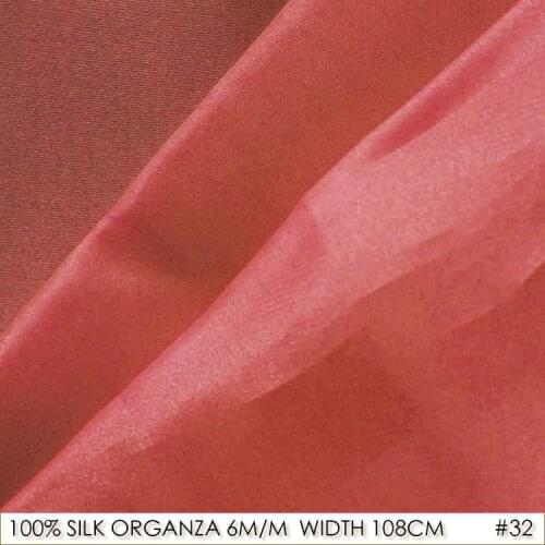 SILK ORGANZA Gauze 108cm width 6momme/100%Mulberry Silk Fabric Meter Tulle Roll Wedding Dress Transparent Gauze Salmon Red NO32