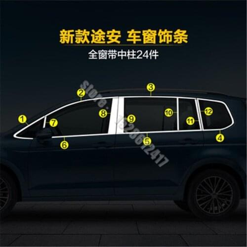 Car Styling Stainless Steel Door Window Trims window trim cover for Volkswagen Touran 2004-2015