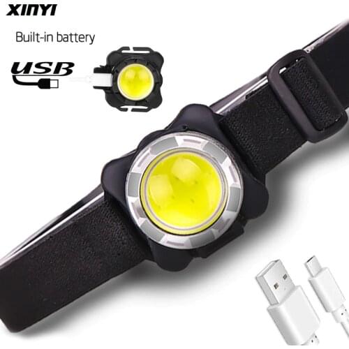 5000Lumens Built-in battery LED headlamp USB Rechargeable COB work light 3 light mode Waterproof headlight for fishing, camping