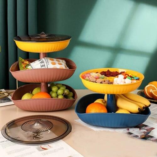 3-layer Stacked Fruit Disk with Toothpick Box Nordic Simple Foldable Candy Tray Dry Fruit Tray for Snacks In The Living Room