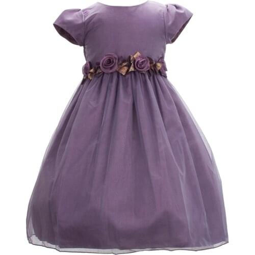 Yatheen Little Girl 4T-6T Party Dress Polyester Fit-And-Flare 3D Flower Back zipper Closure Dresses Kids Dress For Girls