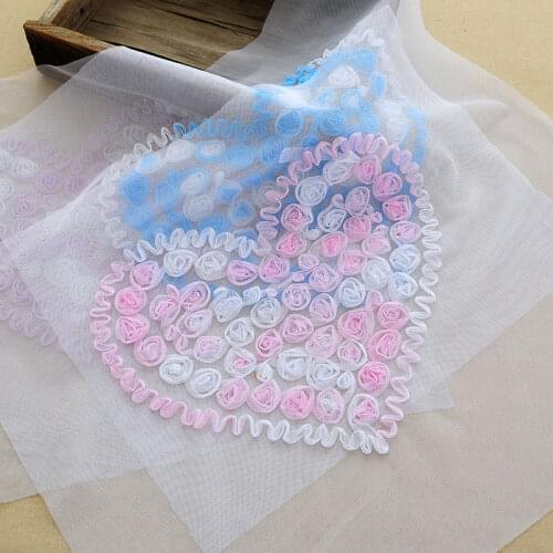5PCS Heart Rose Flower Embroidered Lace Applique Patches Wedding Bridal Dress Decoration DIY Scrapbooking Pillow Curtain Crafts