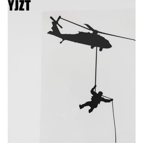 YJZT 10.8CMX16.1CM Cool Chopper Military Aviation Soldier MIlitary Decal Vinyl Car Sticker Black/Silver 8A-0756