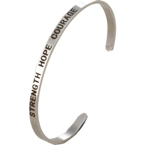 Engraved STRENGTH HOPE COURAGE Exquisite Bangle Rose Gold Stainless Steel Women Bracelets Jewelry 2019 New Dropshipping