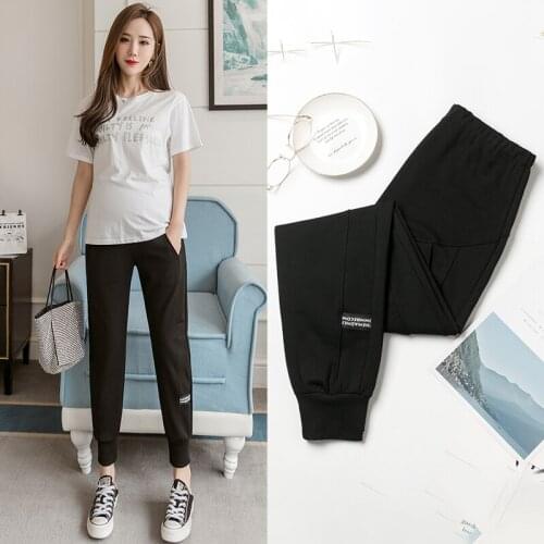 1012# Maternity Pants Spring Autumn Stretch Casual Pants Loose Comfy Belly Support Pants Elastic Waist Maternity Trousers