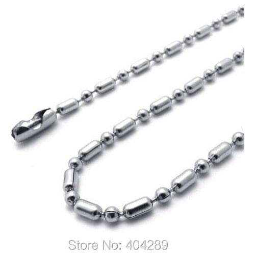 12pcs 2.4mm Stainless Steel Oval Ball Beads Chain Tide Wild Bamboo Bead Chain Necklace