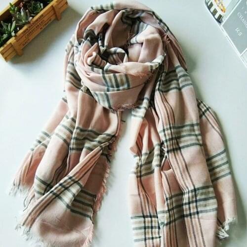 2018 Newest Women Plaid Pattern Cotton Frayed Scarf 10Colors 10PCS/LOT