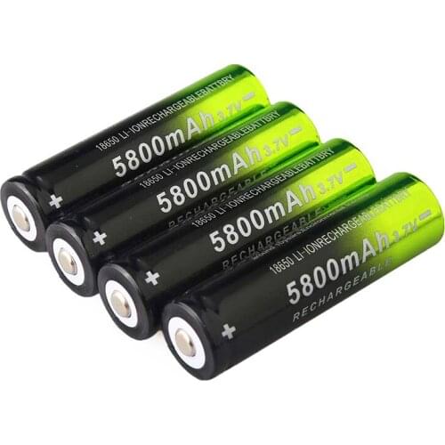 4pcs 5800mAh High Capacity 18650 Battery 3.7V 18650 Li-ion Batteries Rechargeable Battery For Flashlight Torch