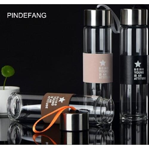 450ml / 15.83 fl.oz Heat-resistant Glass Sport Portable water Bottle Fashion Health Outdoor Tumbler pb-free Daily Drinkware New