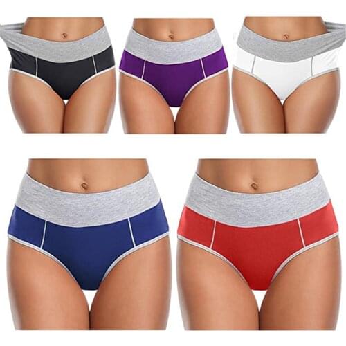 5PC Fashion Women Patchwork Color Briefs Leisure Large Size Female Panties Underpants Sensual for Ladies Sleepwear Panties