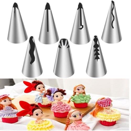 7pcs/set Cake Decorating Tips Set Cream Icing Piping Sugarcraft Rose Nozzle Pastry Tools Fondant Decorating Tools