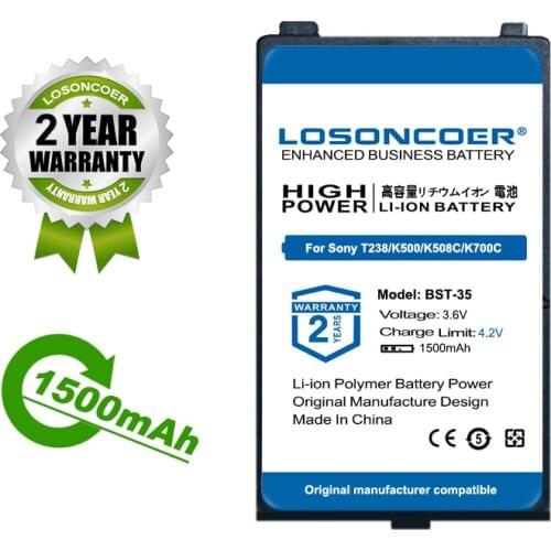 LOSONCOER Battery 1500mAh BST-35 For Sony Ericsson T238/K500/K508C/K700C Battery