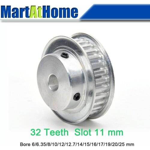 Aluminum Timing Pulley XL32 32T 32-Teeth Slot Width 11mm BF-type Boss 40mm Bore 6~25mm for 3D Printer